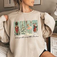 Vintage Ballet Mouse Holiday Sweatshirt, Nutcracker Christmas Sweatshirt, Nutcracker Tree Crewneck Sweater, Festive Xmas Holiday Sweatshirt