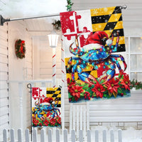 Blue Crab in Santa Hat Flag, Maryland Christmas Crab Garden Flag, Double Sided MD State Holiday Garden Flag, Coastal Xmas Yard Decor