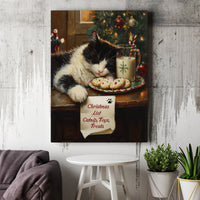 Humorous Cat Christmas List Wall Art, Sleeping Tuxedo Cat Christmas Canvas, Comfy Holiday Cat Print, Cat Lover Christmas Decor