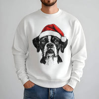 Santa Hat Boxer Dog Crewneck, Boxer Dog Christmas Sweatshirt, Adorable Holiday Dog Lover Sweater, Festive Winter Pullover, Present for Dog Mom Dad