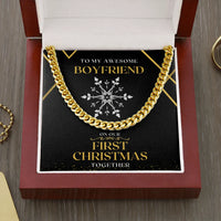 Polished Stainless Steel Mens Chain, First Christmas Boyfriend Cuban Link Chain Necklace, Mens Cuban Necklace, Holiday Keepsake Present