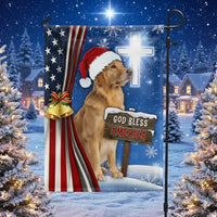 God Bless America Lawn Flag, Golden Retriever Christmas Garden Flag, Patriotic Holiday Yard Flag, Christian Cross Outdoor Flag
