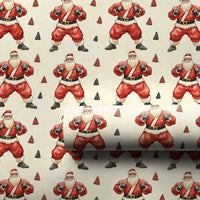 Humorous Muscular Santa Gift Wrap, Boxer Santa Wrapping Paper, Fighting Santa Christmas Wrapping Paper, Novelty Holiday Gift Wrap Roll