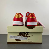 Low Top Sneakers, White Red Gold Colorway, Reverse Hook Design, Lace Up Design, Casual Gift for Sneaker Fans