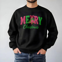 Faux Knitted Yarn Sweater, Merry Christmas Sweatshirt, Vintage Christmas Tree Crewneck, Festive Holiday Pullover, Christmas Present for Family