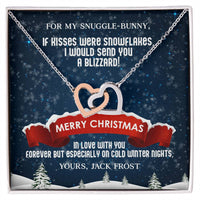 Romantic Christmas Wife Necklace, Interlocking Hearts Necklace for Wife, Winter Anniversary Necklace, CZ Crystal Heart Pendant Jewelry Present