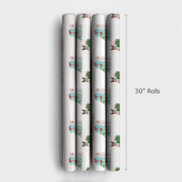 Adorable Puppy Christmas Wrapping Paper, Watercolor Dog Wrapping Paper, Pet Lover Holiday Wrapping Paper Roll, Festive Xmas Present Gift Wrap