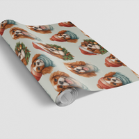 Dog Christmas Gift Wrap, Cavalier King Charles Spaniel Wrapping Paper, Holiday Puppy Wrapping Paper, Cavalier Dog Lover Christmas Gift Wrap