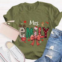 Custom Name Letter Holiday Shirt, Personalized Christmas T-Shirt, Matching Family Xmas Tee, Merry Christmas Present for Family