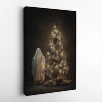 Spooky Holiday Canvas Print, Gothic Ghost Christmas Tree Canvas Wall Art, Dark Fantasy Xmas Room Decor, Alternative Digital Download