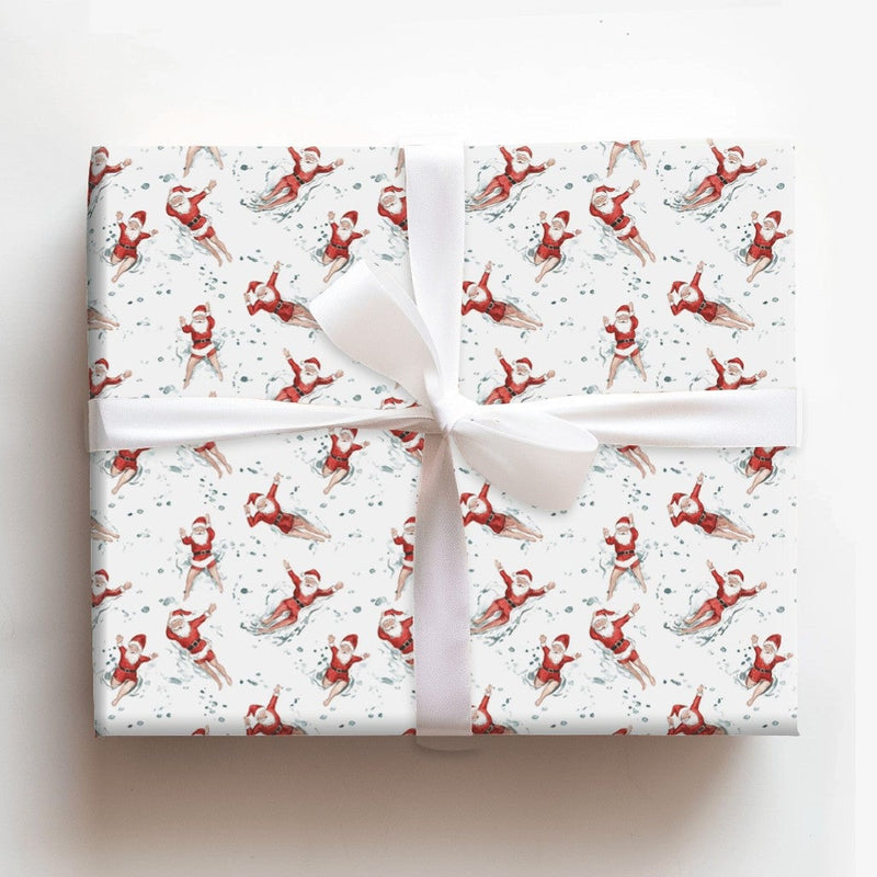 Humorous Santa Gift Wrap, Humorous Santa Snow Angels Wrapping Paper, Whimsical Christmas Wrapping Paper, Novelty Holiday Gift Wrapping Paper