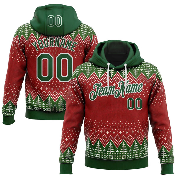 Personalized Holiday Knit Print Pullover Sweatshirt, Custom Ugly Christmas Sweater Hoodie, Festive Xmas Hoodie, Custom Name N
