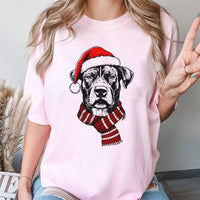 Adorable Holiday Dog Shirt, Santa Hat Christmas Dog T-Shirt, Festive Dog Lover Tee, Winter Puppy Graphic T-Shirt, Christmas Present for Dog Mom