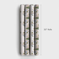Watercolor Winter Wonderland Gift Wrap, Snowy Village Christmas Wrapping Paper, Holiday Village Wrapping Paper, Festive Gift Wrap Roll