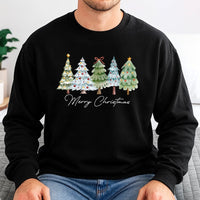 Merry Christmas Sweatshirt, Watercolor Christmas Tree Sweatshirt, Adorable Holiday Tree Crewneck Sweatshirt, Winter Graphic Pullover Sweater