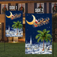 Santa Sleigh Palm Tree Yard Flag, South Carolina Christmas Garden Flag, Double-Sided Coastal Holiday Flag, Winter Lawn Decor Present