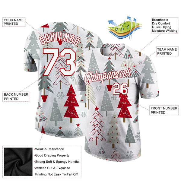 Personalized Xmas Sports Tee, Custom Christmas Performance Shirt, Name and Number Holiday T-Shirt, Athletic Workout Graphic S