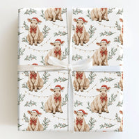 Farmhouse Calf Gift Wrap, Baby Cow Christmas Wrapping Paper, Rustic Cow Wrapping Paper, Holiday Country Gift Wrap, Xmas Present Roll