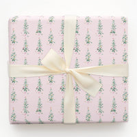 Watercolor Holiday Trees Gift Wrap, Pink Christmas Tree Wrapping Paper, Pastel Xmas Wrapping Paper, Girly Holiday Gift Wrapping Paper