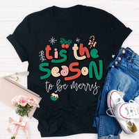 Festive Holiday Teacher Shirt, Tis the Season Christmas Teacher T-Shirt, Adorable Winter Educator Tee, Merry School Staff Present, Teacher Shirt