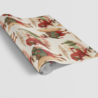 Beach Surfing Santa Gift Wrap, Tropical Santa Christmas Wrapping Paper, Coastal Holiday Present Paper, Summer Xmas Gift Wrapping Roll