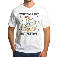 Neurodivergent Anxiety Christmas Shirt, Overstimulated but Festive Goose T-Shirt, Humorous Holiday Goose Graphic Tee, Adorable Goose Animal Present