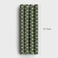 Minimalist Forest Green Holiday Gift Wrap, Rustic Pine Tree Wrapping Paper, Cream Snowflake Christmas Wrapping Paper, Winter Gift Wrap