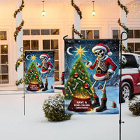 Humorous Bone Chilling Christmas Pun Yard Flag, Skeleton Santa Garden Flag, Double-Sided Spooky Xmas Lawn Flag
