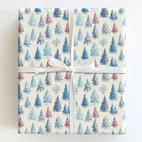 Rustic Christmas Tree Gift Wrap, Vintage Pine Tree Wrapping Paper, Winter Holiday Present Paper, Forest Pine Xmas Wrapping Paper Roll