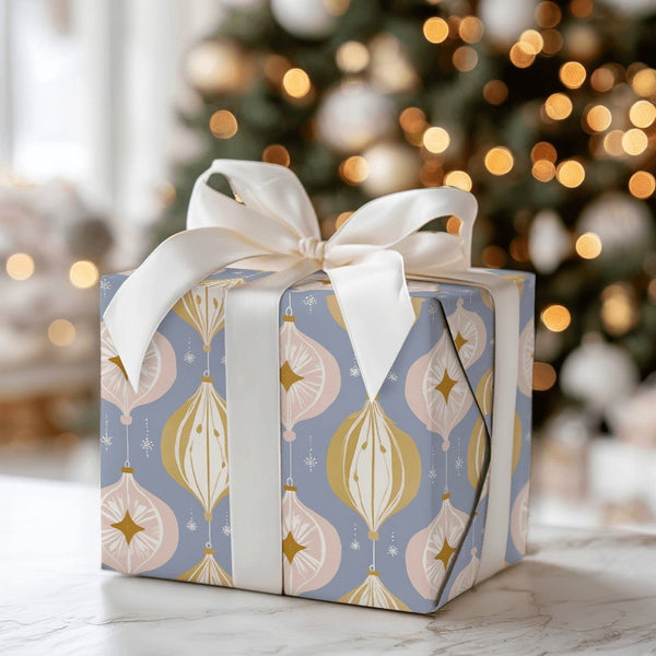 Retro Ornament Gift Wrap, Mid Century Modern Christmas Wrapping Paper, MCM Christmas Wrapping Paper, Vintage Holiday Gift Wra