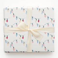 Pastel Holiday String Light Gift Wrap, Watercolor Christmas Lights Wrapping Paper, Festive Xmas Paper, Winter Present Wrapping Paper Roll
