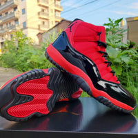 High Top Sneakers, Black Red Colorway, Lace Up Design, Casual Gift for Sneaker Fans
