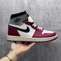High Top Sneakers, White Red Gray Colorway, Lace Up Design, Casual Gift for Sneaker Fans