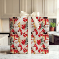 Christmas Gift Wrap Roll, Vintage Santa Wrapping Paper, Retro Santa Claus Wrapping Paper, Festive Holiday Gift Wrap, Xmas Present Paper