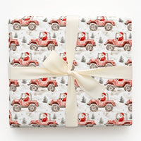 Red Off Road Vehicle Gift Wrap, Santa Claus Truck Wrapping Paper, Christmas Tree Paper Roll, Holiday Winter Gift Wrap, Car Lover Xmas Paper
