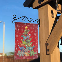 Festive T-Rex Holiday Yard Flag, Dinosaur Christmas Tree Garden Flag, Adorable Dino Winter Lawn Flag, Seasonal Outdoor Decor for Dino Lovers