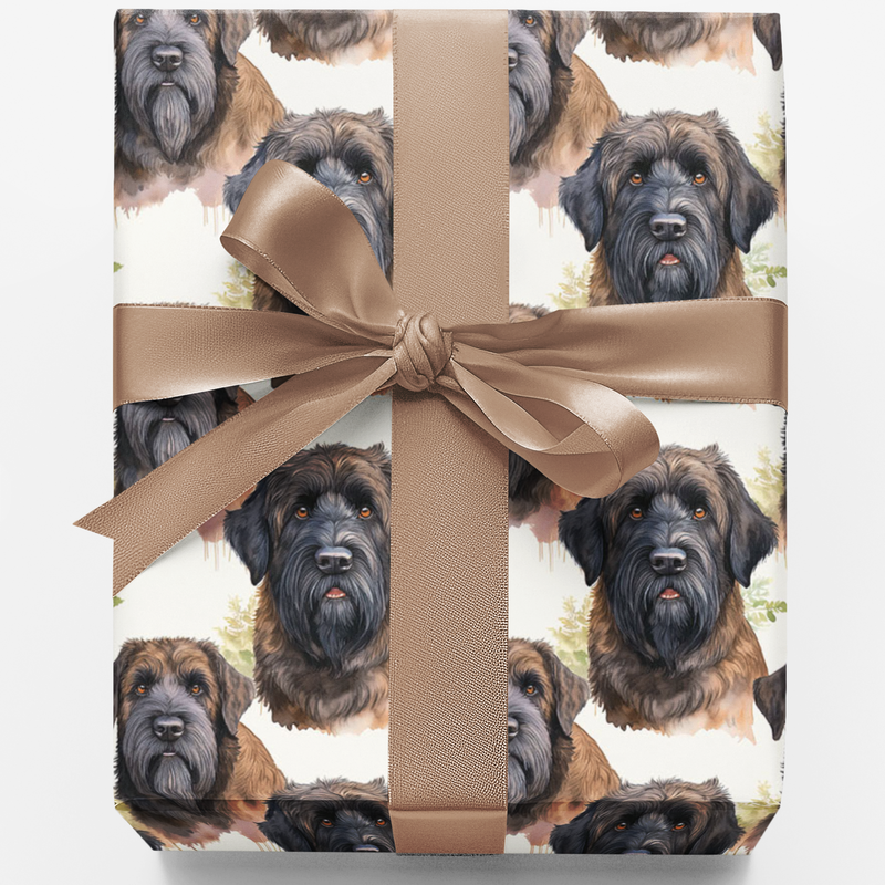 Dog Lover Holiday Gift Wrap, Bouvier des Flandres Wrapping Paper, Winter Dog Breed Wrapping Paper, Christmas Present Gift Wrap Paper Roll