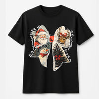 Vintage Santa Reindeer T-Shirt, Christmas Coquette Bow Shirt, Adorable Holiday Graphic Tee, Retro Xmas Bow Shirt, Womens Holiday Present