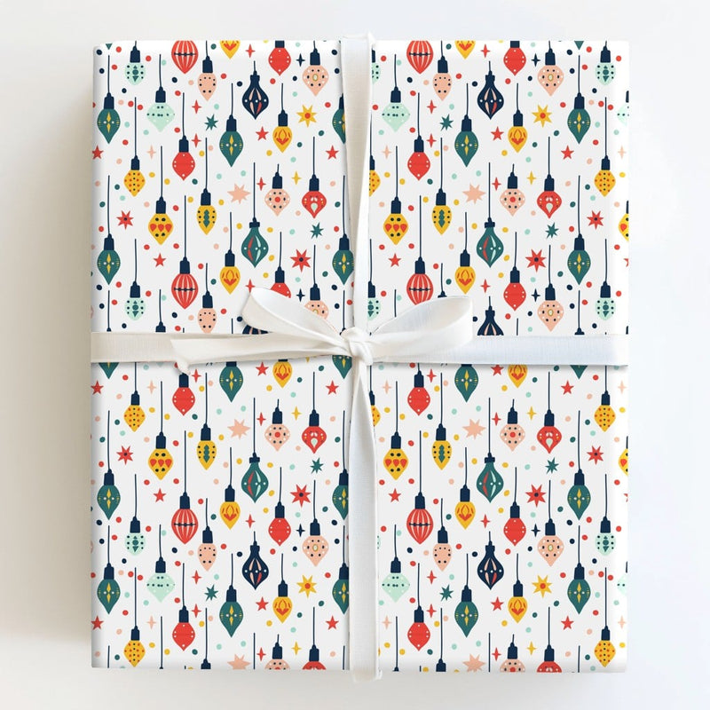 Mid-Century Modern Ornament Gift Wrap, Retro Christmas Wrapping Paper, Nostalgic Holiday Wrapping Paper, Xmas Present Wrap