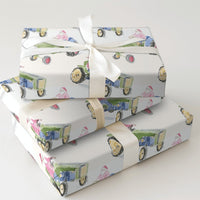 Santa Farm Tractor Gift Wrap, Christmas Tractor Wrapping Paper, Rustic Country Wrapping Paper, Farmhouse Holiday Gift Wrap Roll for Farmers