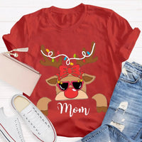 Custom Name Holiday Shirt, Christmas Elk and Bow T-Shirt, Festive Deer Graphic Tee, Personalized Xmas T-Shirt, Matching Family Holiday Present