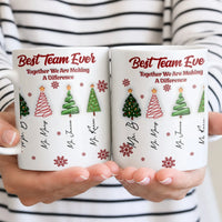 3D Tree Staff Appreciation Coffee Mug, Best Team Ever Christmas Mug, School Coworker Holiday Ceramic Mug, Personalized Teacher Present