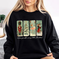 Vintage Ballet Mouse Holiday Sweatshirt, Nutcracker Christmas Sweatshirt, Nutcracker Tree Crewneck Sweater, Festive Xmas Holiday Sweatshirt