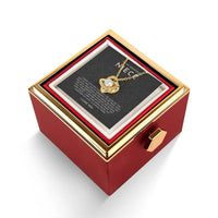 Cubic Zirconia Knot Pendant, Niece Love Knot Necklace, Gold Finish Love Knot Jewelry, Rotating Rose Box, Birthday Christmas Present for Her
