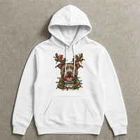 Reindeer Antler Dog Hoodie, Pitbull Christmas Hoodie, Pitbull Holiday Lights Sweatshirt, Festive Dog Mom Pullover, Dog Lover Xmas Present