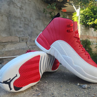 High Top Sneakers, White Red Colorway, Lace Up Design, Casual Gift for Sneaker Fans
