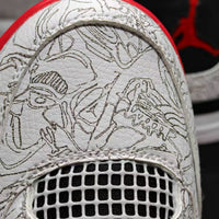Mid Top Sneakers, White Colorway, Laser Etched Design, Lace Up Design, Casual Gift for Sneaker Fans