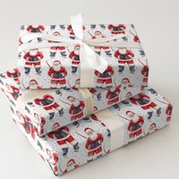 Watercolor Ice Hockey Christmas Gift Wrap, Hockey Santa Wrapping Paper, Festive Santa Gift Wrapping Paper, Holiday Wrap for Hockey Players