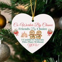 Gingerbread Coworker Heart Ornament, Coworker by Chance Friends by Choice Heart Ornament, Ceramic Office Christmas Heart Ornament, Present