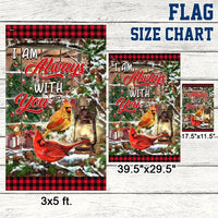 Double Sided Memorial Yard Flag, Cardinal Christmas Garden Flag I Am Always with You, Remembrance Holiday Lawn Flag, Bereavement Present